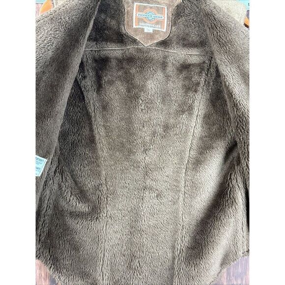 PIONEER WEAR Vtg Western Sherpa Lined Leather Vest Tan Brown Men's 36 Med Hagrid - Picture 6 of 8